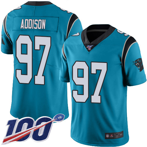 Carolina Panthers Limited Blue Men Mario Addison Jersey NFL Football #97 100th Season Rush Vapor Untouchable